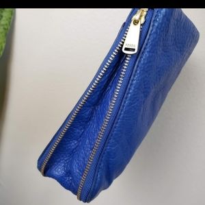 Cobalt Blue Fossil cross body bag extendable purse